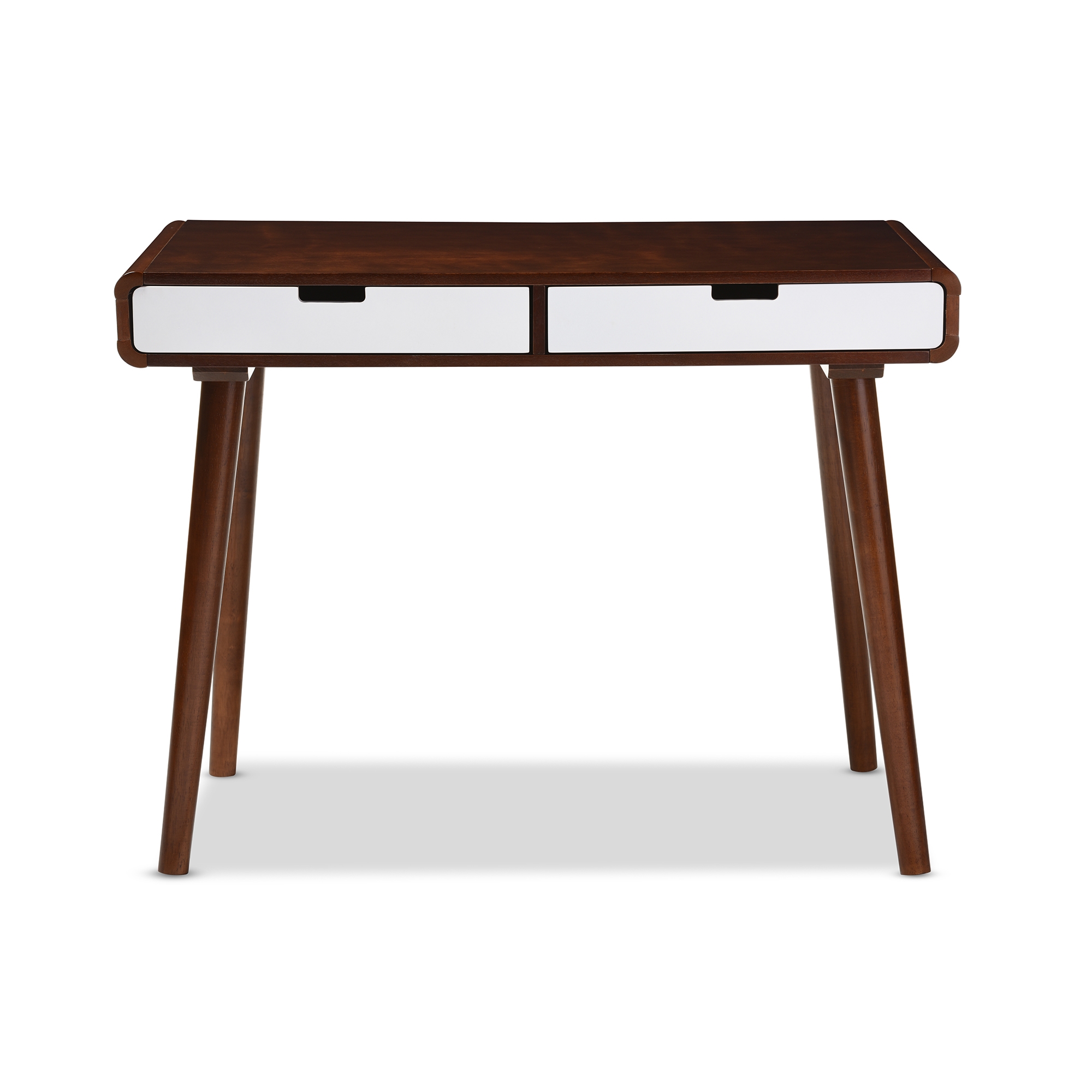 Baxton Studio Casarano Mid century Modern Dark Walnut and White